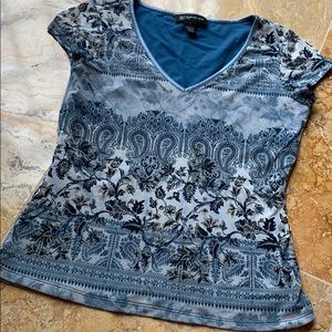INC International Concepts slate/silver blue VNECK